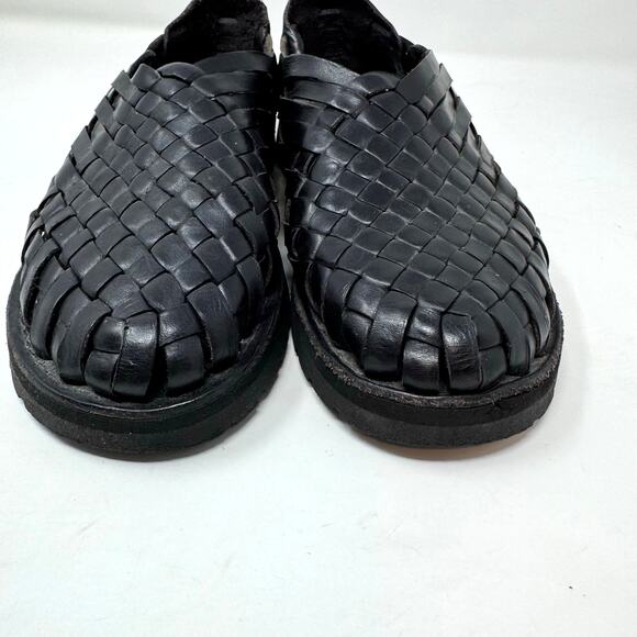 Brand X Huaraches Shoes Womens 9.5 Black Leather Closed Toe Slingback Mexico - Picture 7 of 9